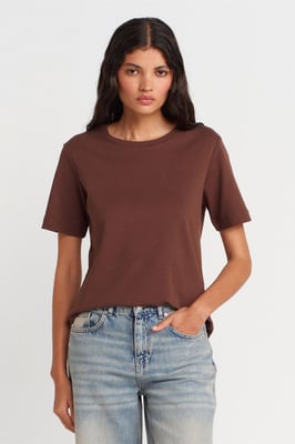Dames Katoenen Crew Neck T-Shirt