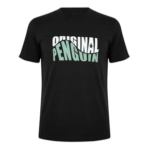 Original Penguin Heren T-shirt met ronde hals en originele opdruk (Echt zwart)