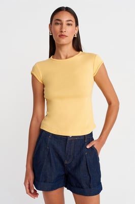 Dames Slim Fit Katoenen T-shirt met Ronde Hals
