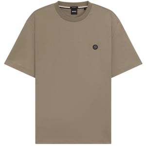 Boss Strak zittend T-shirt voor heren met minimalistisch logo (Bruin)