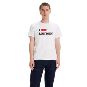 Levis Herr London Batwing Logotyp Crew Neck T-shirt (Vit)