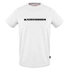 Aquascutum Heren-T-shirt met contrasterende strepen en logo (Wit)