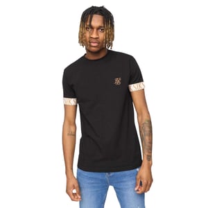 SikSilk Heren Tech Logo Geprinte Mouwen T-Shirt (Zwart)