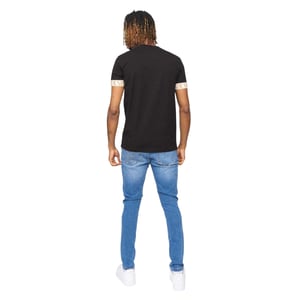 SikSilk Heren Tech Logo Geprinte Mouwen T-Shirt (Zwart)