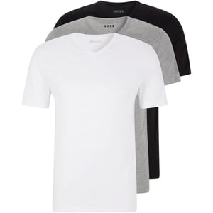 Boss Mannen Logo V-Hals T-Shirt (Pakket van 3) (Wit/Grey/Zwart)
