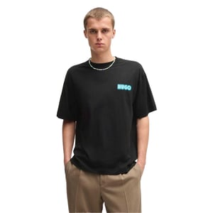 Hugo Heren Duwood rugbedrukking katoen Regular T-shirt (Zwart)