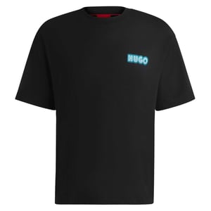 Hugo Heren Duwood rugbedrukking katoen Regular T-shirt (Zwart)