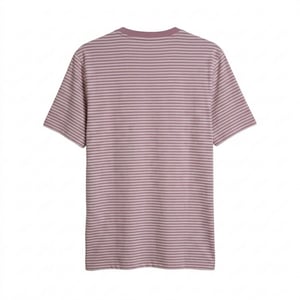 Farah Heren Gestreepte Logo Korte Mouwen T-Shirt (Donkerroze)