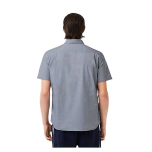 Lacoste Heren Regular Overhemd met Korte Mouwen (Wit/Zwaar Blauw)