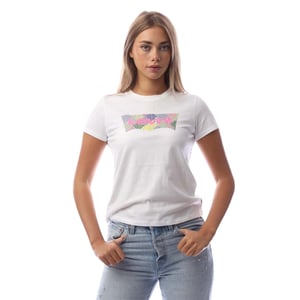 Levis Patchwork-T-shirt för dam och dam (Ljus vit)
