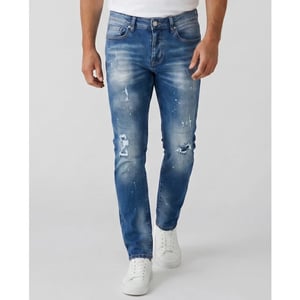 True Rise Jeans slim fit met gaten spijkerbroek volwassenen