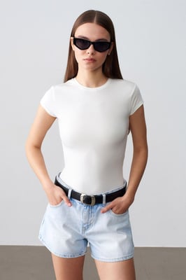 Hoge taille Katoenen Denim Shorts
