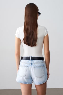 Hoge taille Katoenen Denim Shorts