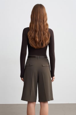 Hoge taille Geknoopte Geweven Tailored Shorts