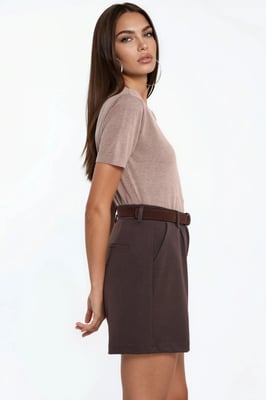 Hoge Taille Wijde Pijp Gecureerde Shorts