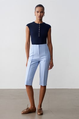 Hoge taille Rechte Capri Shorts Met Splits
