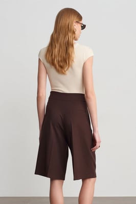 Hoge taille wijde broekshorts met riem