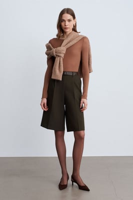 Hooggewaisted Gewatteerde Wijde Shorts