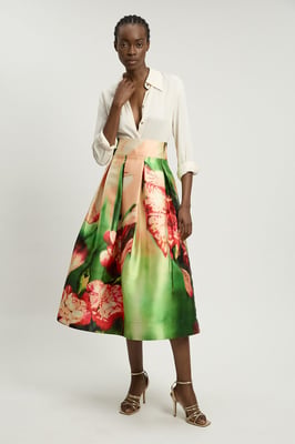 Blurred Orchid Woven Twill Prom Skirt