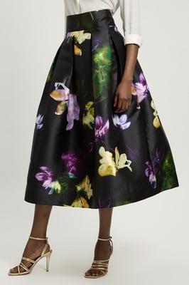 Floral Woven Twill Prom Skirt