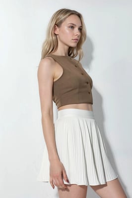 Hoge Taille A-Lijn Mini Geplooide Rok