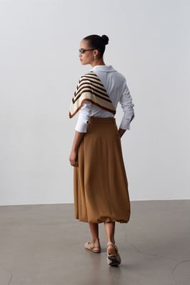 Hoog-was taille riem midi ballonrok