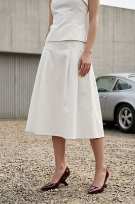 Strapless Blouse en Hoog-Waisted Midi Rok Set