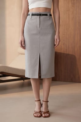 Hoge Taille Midi Pijpenrok met Split