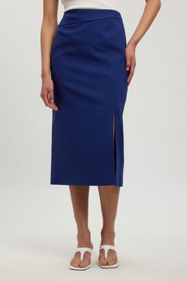 Tailored Fold Detail Midi Skirt