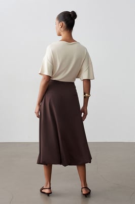 Hoge taille riem midi ballon rok