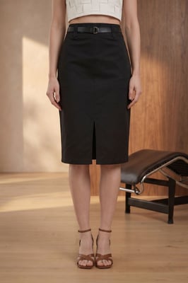 Hoge Taille Midi Pantalonrok met Splits