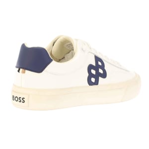 Boss Heren Aiden Leren Tennis Platte Trainers (Wit)