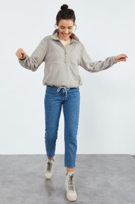 Oversized Half-zip Pluche Sweatshirt