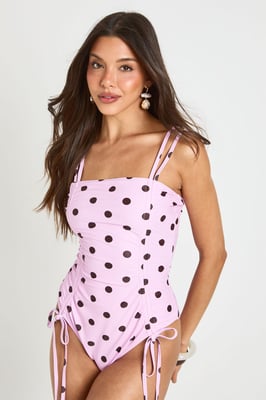 Polka Dot Ruched Swimsuit