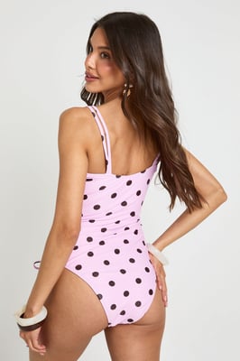 Polka Dot Ruched Swimsuit
