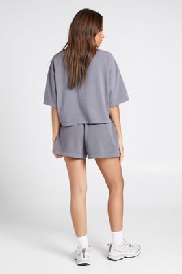 Washed Cropped Boxy T-shirt And Sweat Short Set