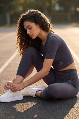 Dames Katoenen Slim-fit Actieve Set