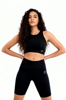 Mouwloos slim-fit actief set met fietsshorts