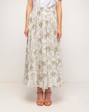 Lange uitlopende bloemenprint rok met elastische taille