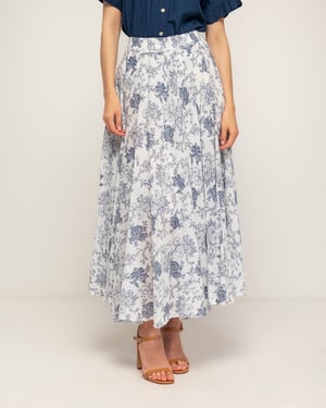 Lange uitlopende bloemenprint rok met elastische taille