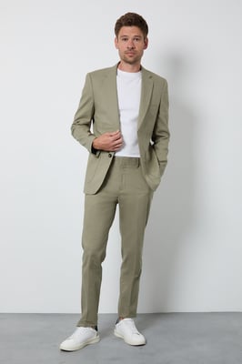 Light Green Linen Slim Fit Suit Trousers