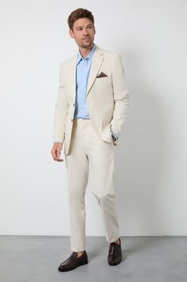 Natural Linen Slim Fit Suit Trousers