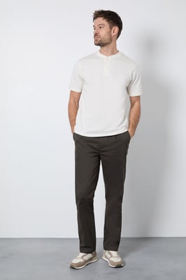 Dark Khaki Pleat Front Straight Fit Chino