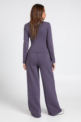 Button Detail Long Sleeve Top And Straight Leg Jogger Tracksuit
