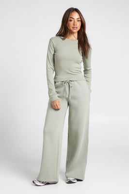 Crew Neck Long Sleeve Top And Straight Leg Jogger Tracksuit