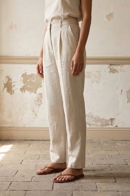 Hoge Taille Rechte Crepe Broeken