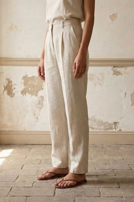 Hoge Taille Rechte Crepe Broeken