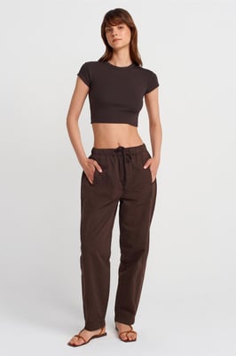 Katoenen Poplin Rechte Joggingbroek