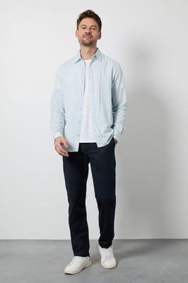 Navy Cotton Linen Slim Fit Trousers