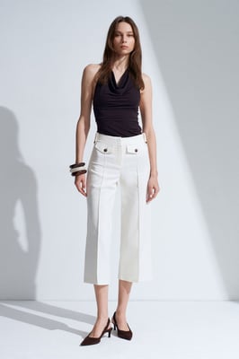 High-Waisted Katoenen Poplin Capri Culottes
